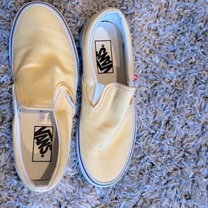 Yellow solid slip-on Vans